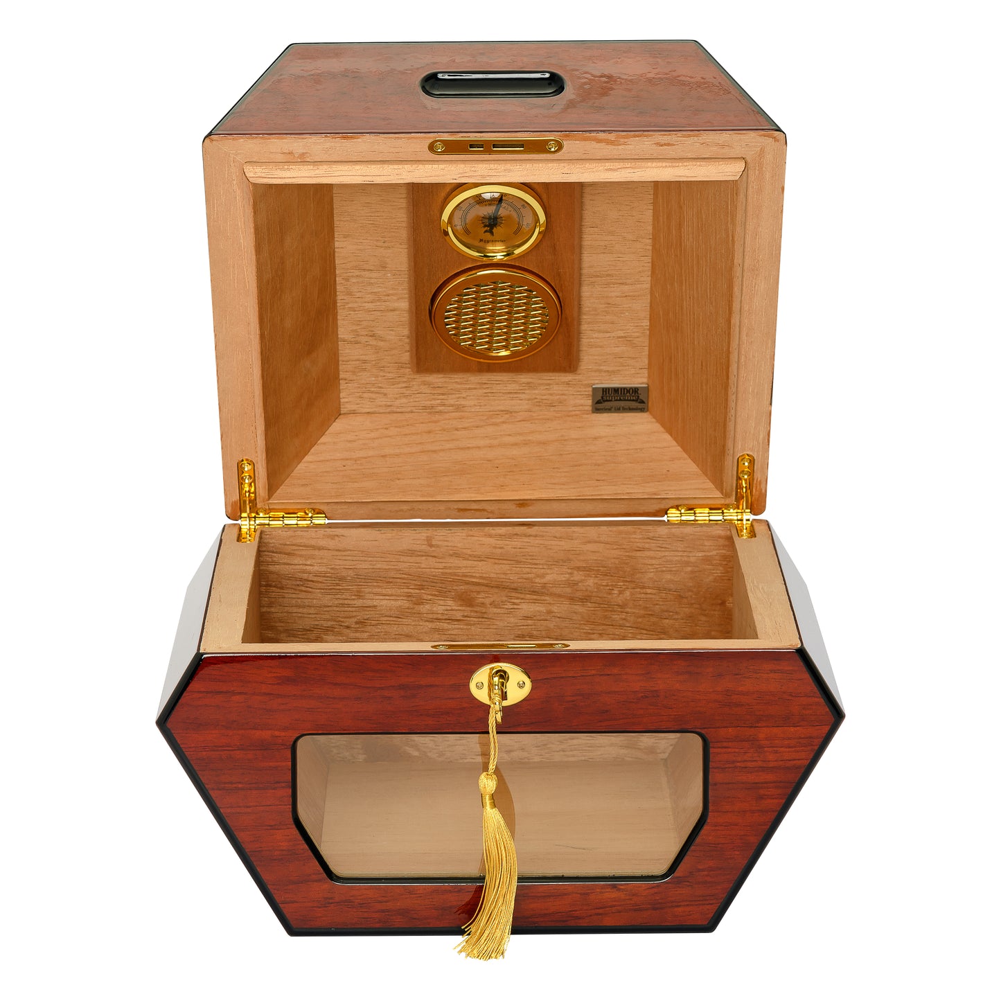 Humidor with Spanish Cedar Tray and Gold Lock