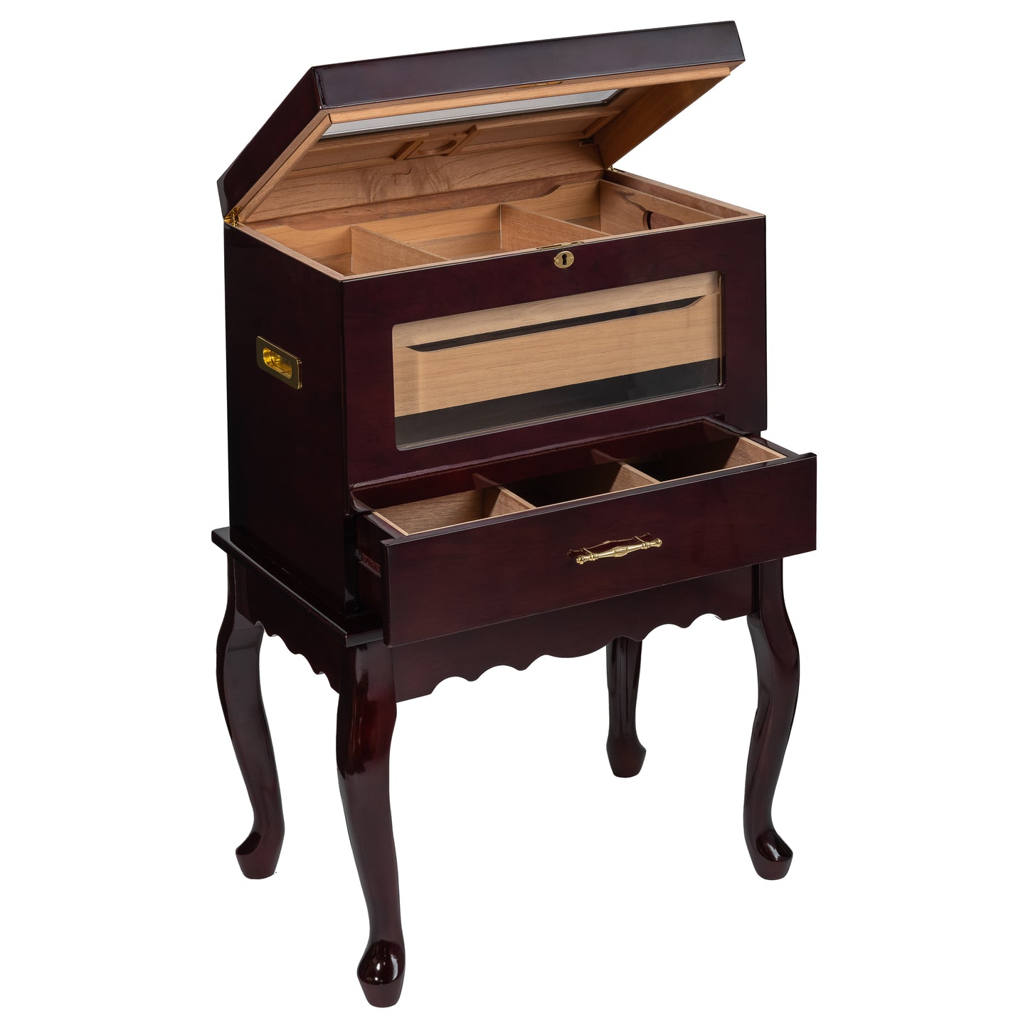 Table Humidor with Drawer Open – Large Cigar Storage Solution