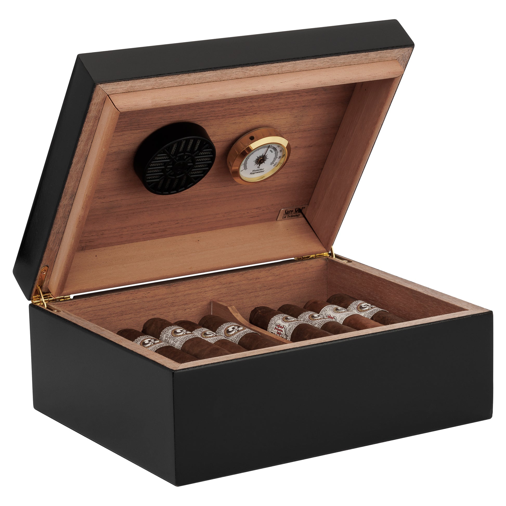 Fully Open – Humidor Supreme Éclat in Matte Black Finish