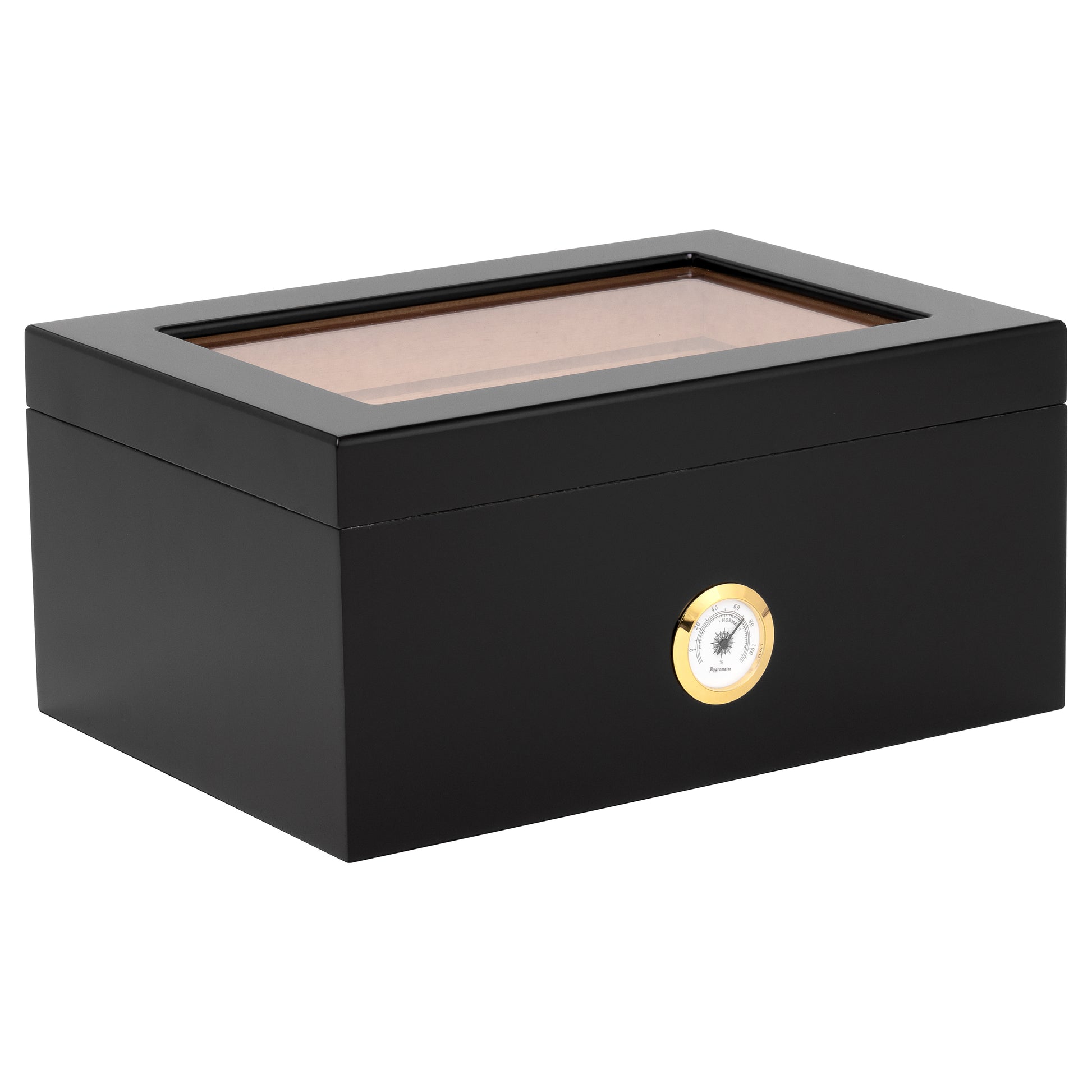Bally Glasstop Humidor – Closed View in Black Finish