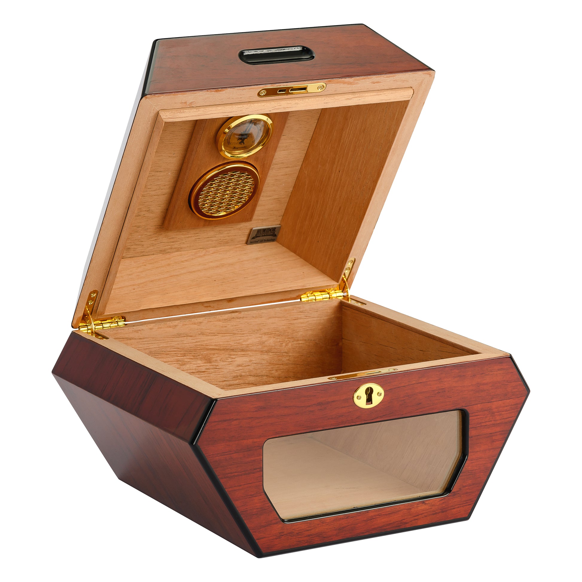 Top View – Humidor Open with Tempered Glass Window