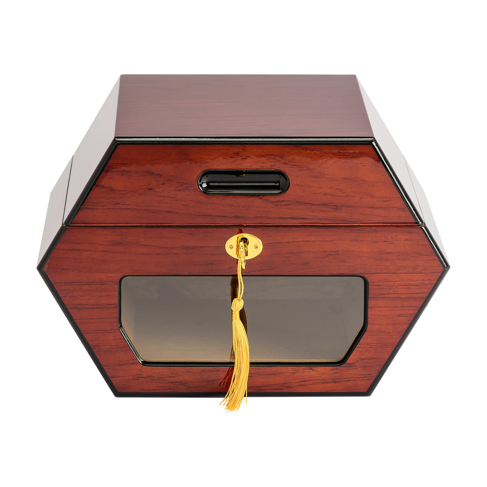  Front View – Built-In Hygrometer and Key Lock