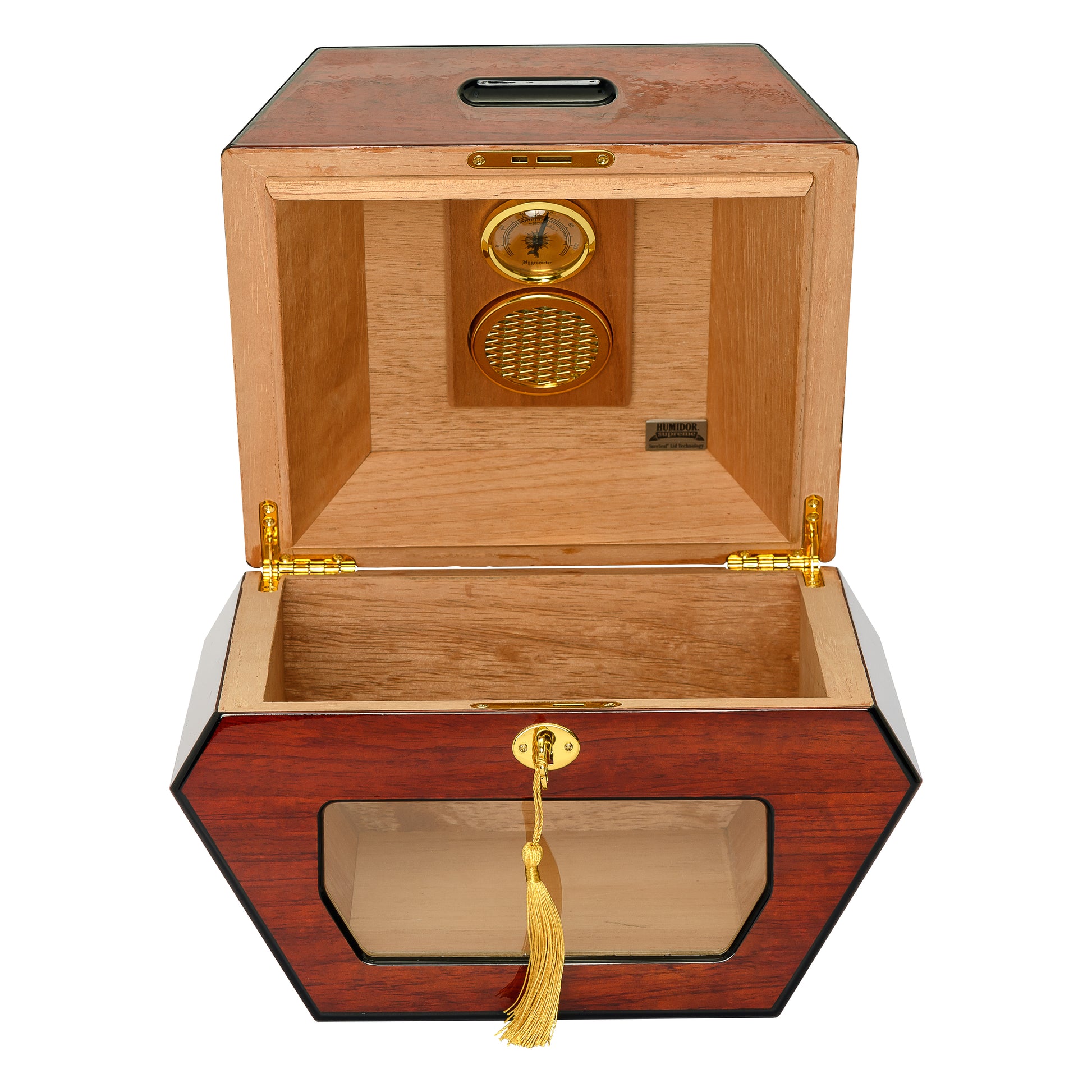 Humidor with Spanish Cedar Tray and Gold Lock