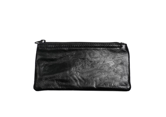 Black Zipper Tobacco Pouch – Leather Cigarette Case for Daily Use