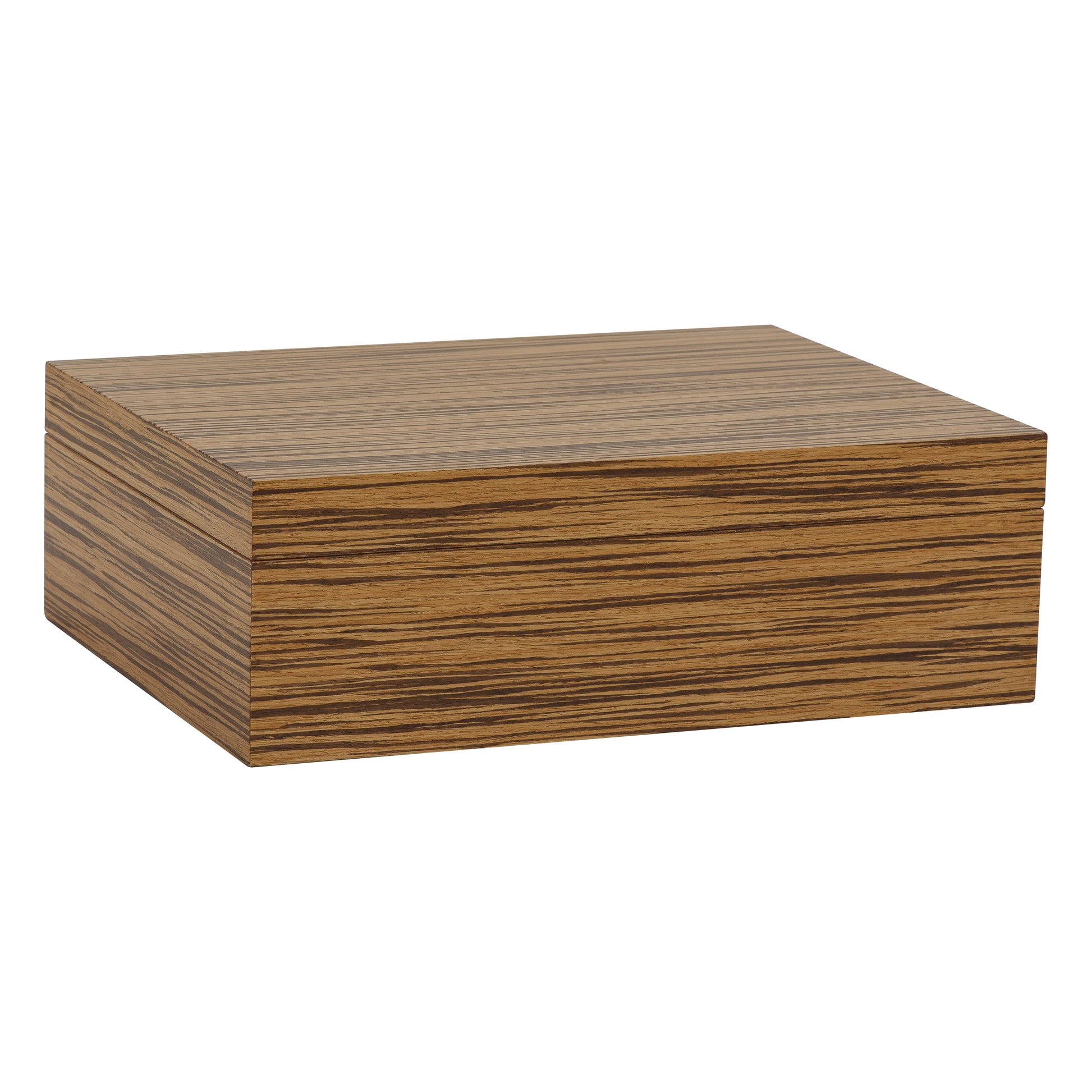 Altesse Zebrawood Humidor – Closed Top View in Veneer Finish