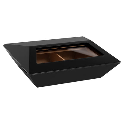 Aria Matte Black Humidor – Closed Exterior with Glasstop Lid