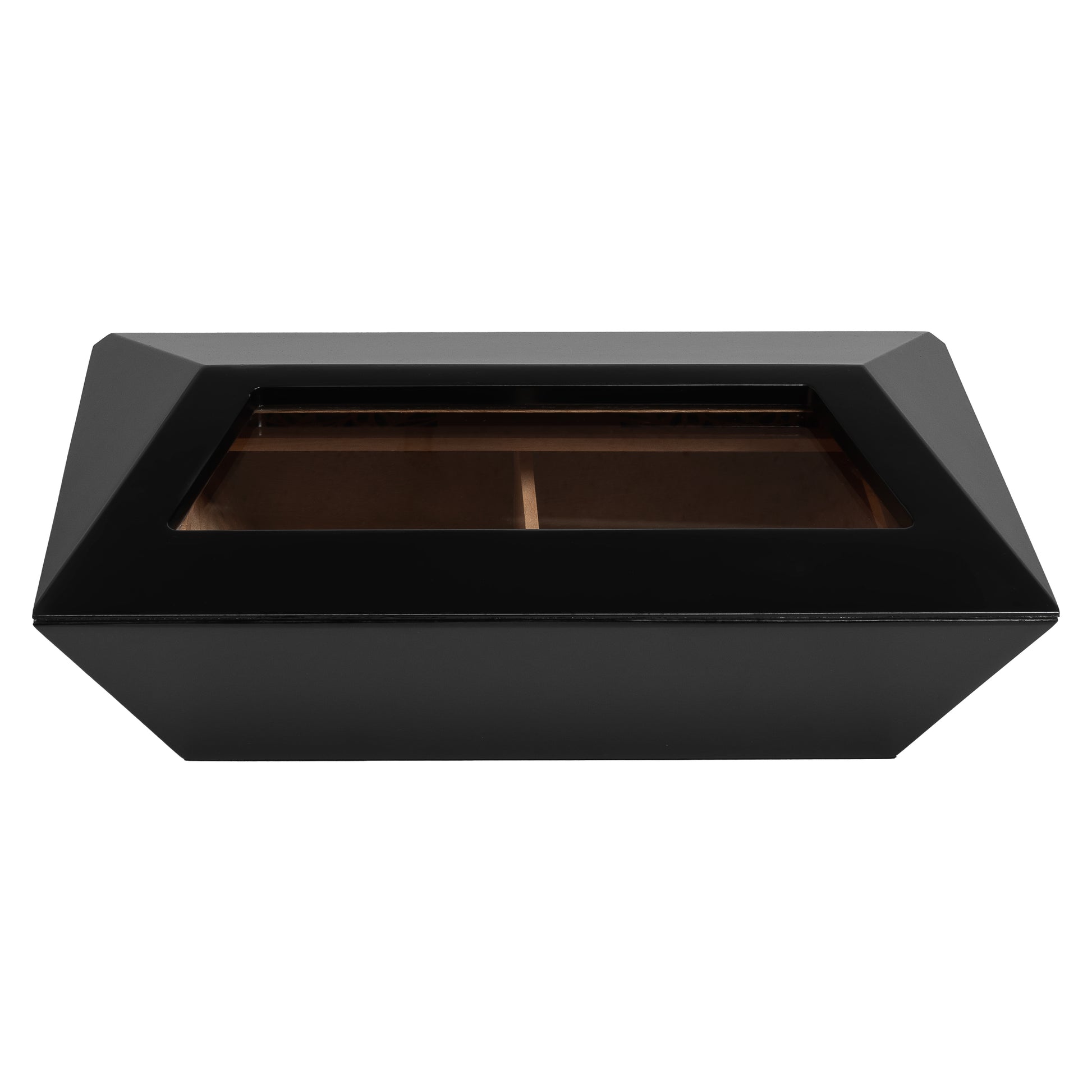 Top-Down View – Desktop Humidor with Open Lid and Divider