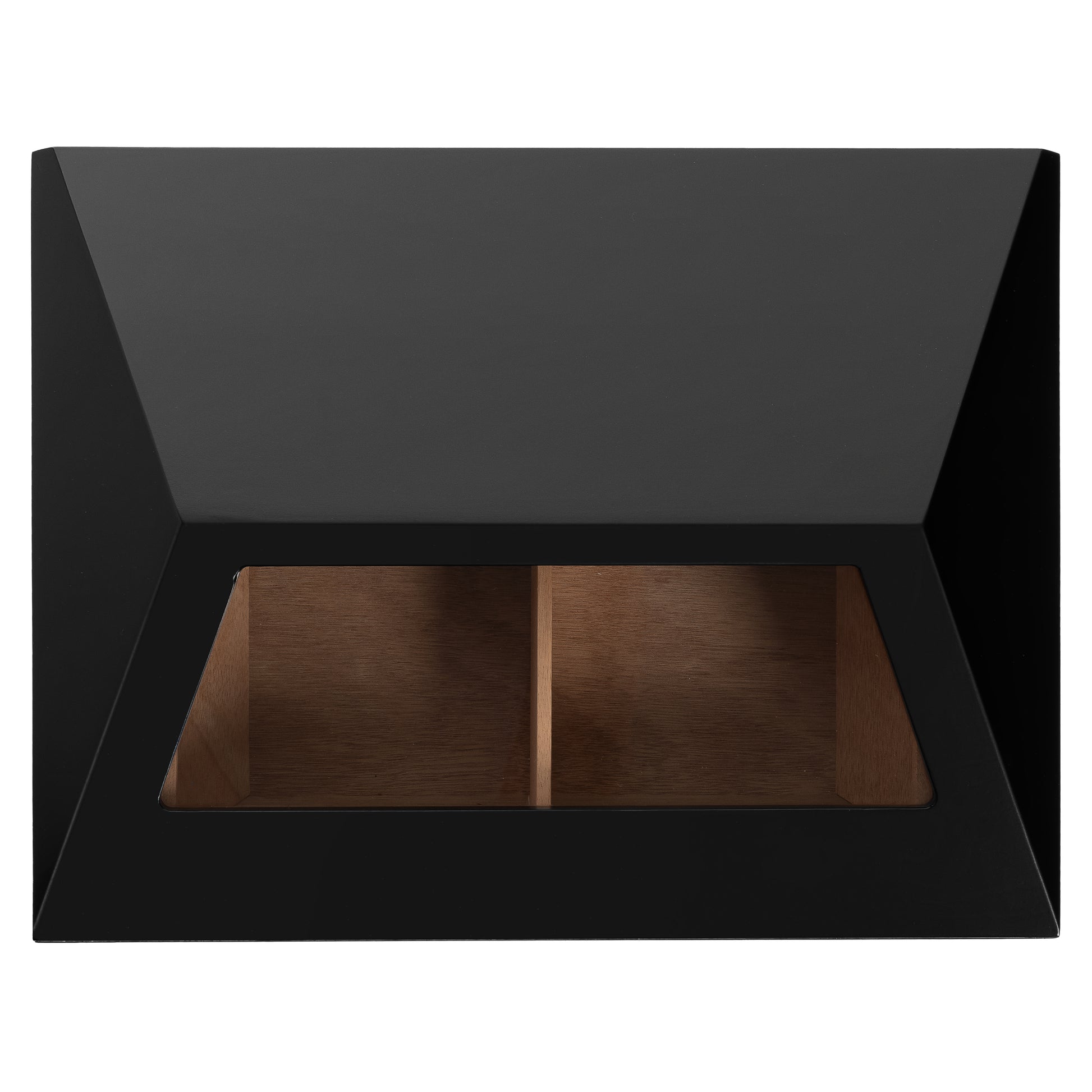 Top-Down View – Desktop Humidor with Open Lid and Divider