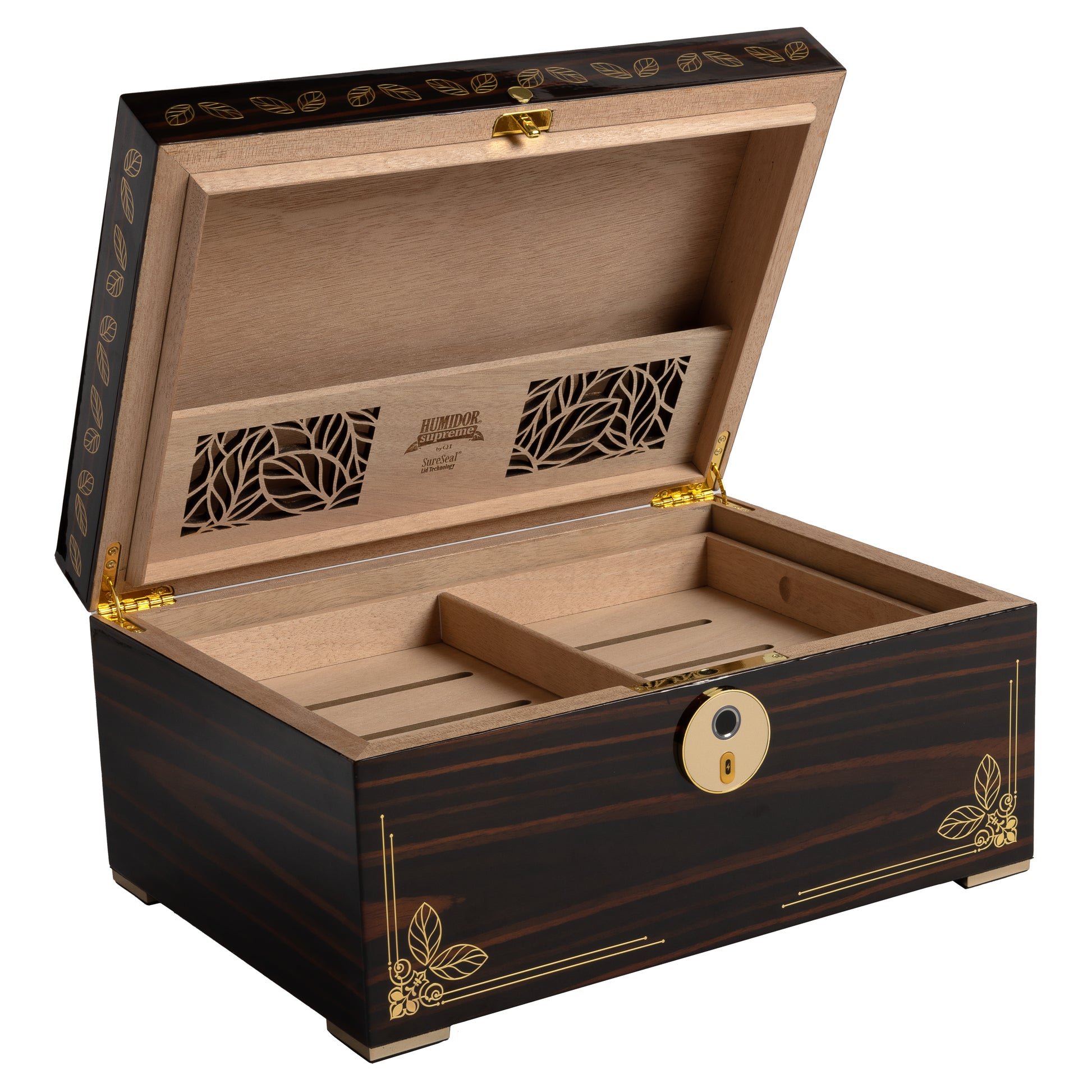 Open Lid – Large Capacity Cedar Tray with Divider