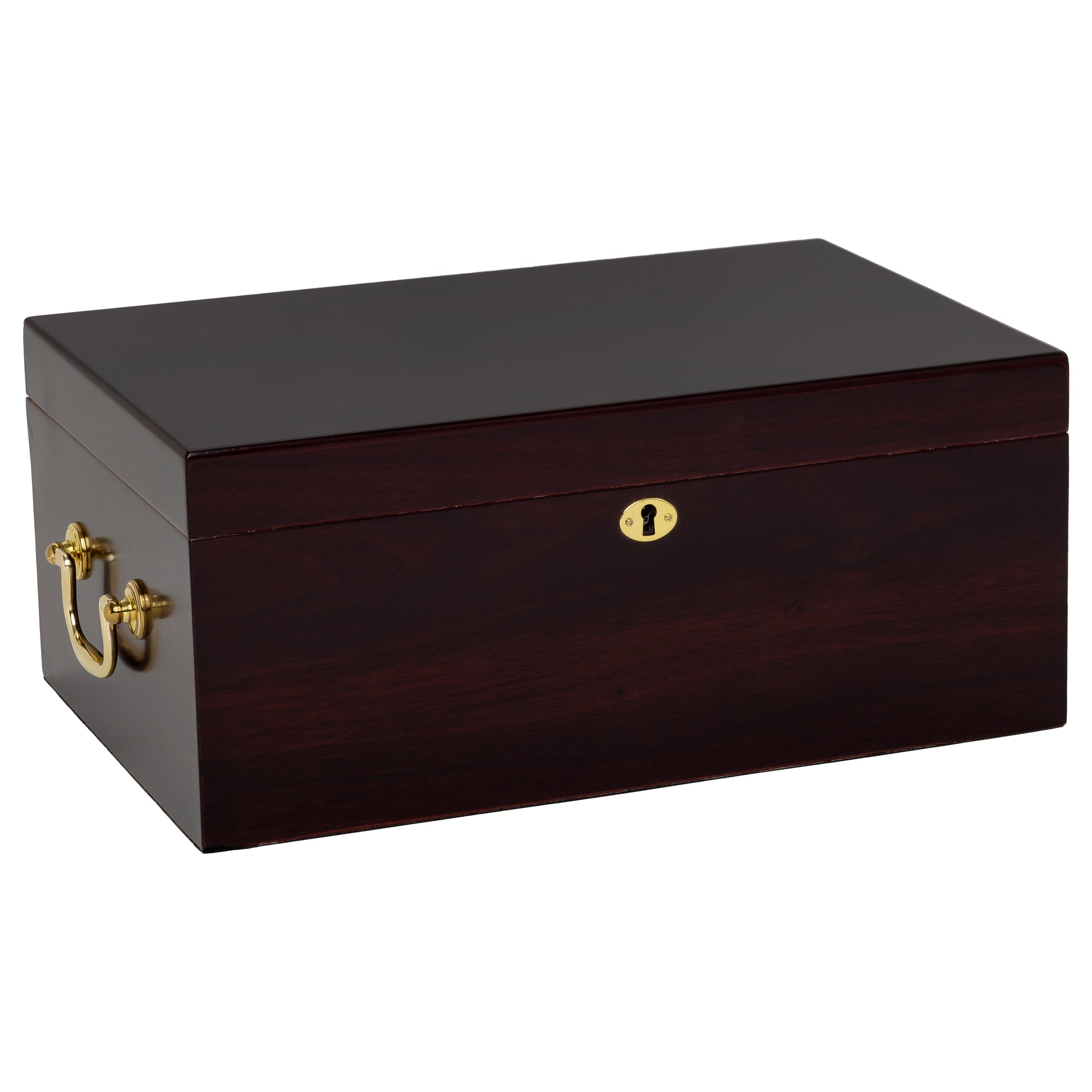 Tuscany Cherry Humidor – Closed Exterior with Brass Handles