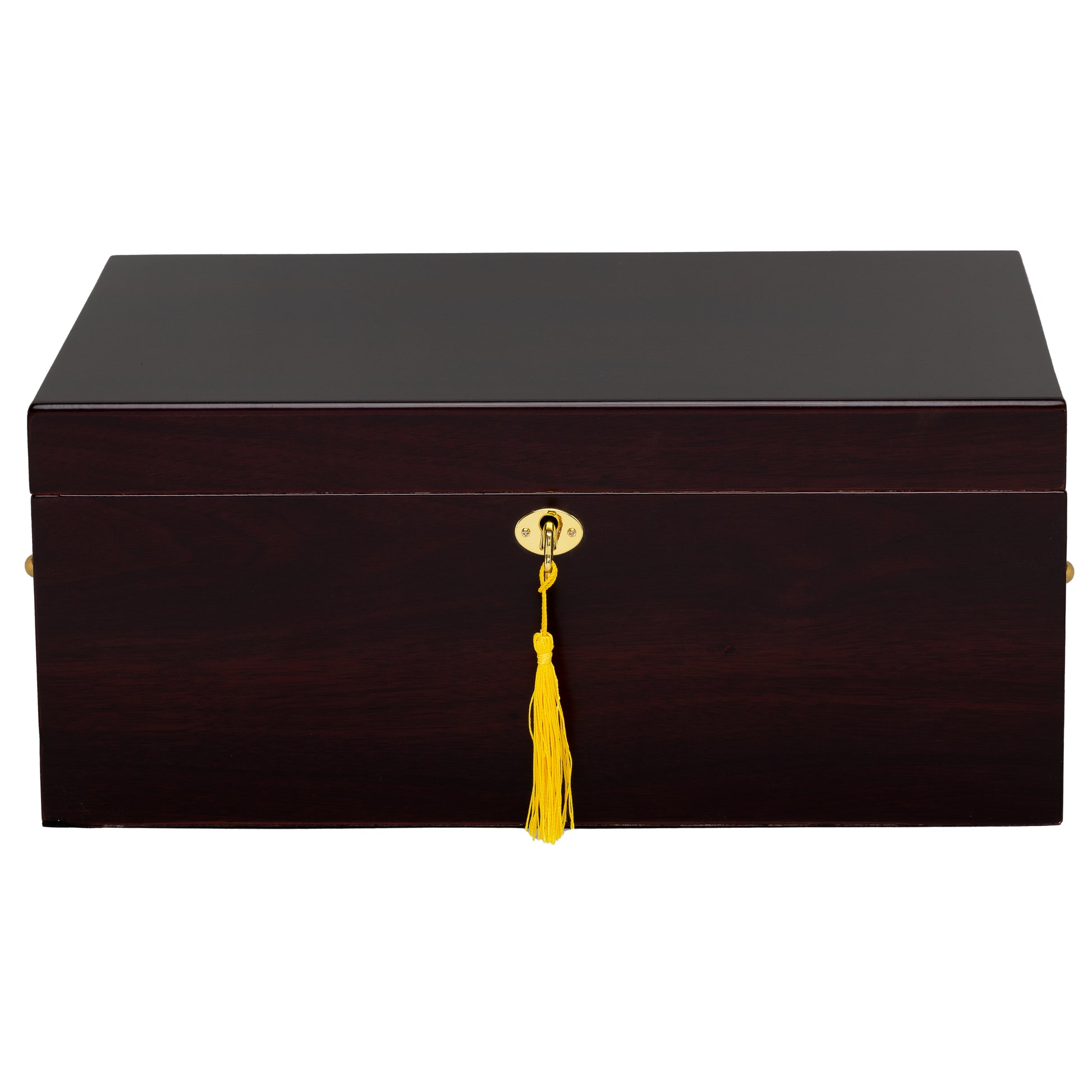 Front View – High Gloss Humidor with Key Lock and Inlay
