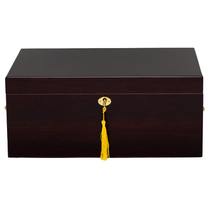 Front View – High Gloss Humidor with Key Lock and Inlay