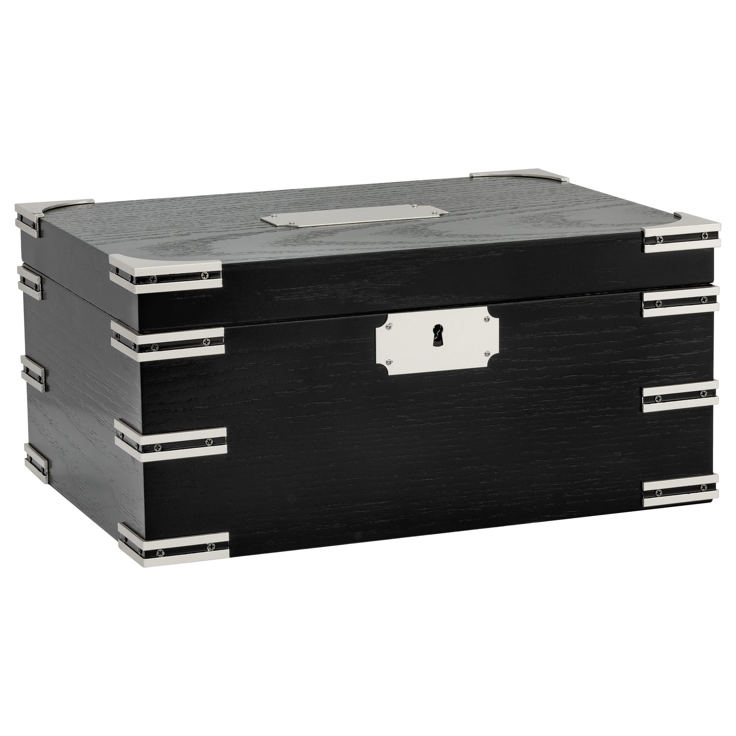 Ironside Black Humidor – Closed Exterior with Chrome Accents