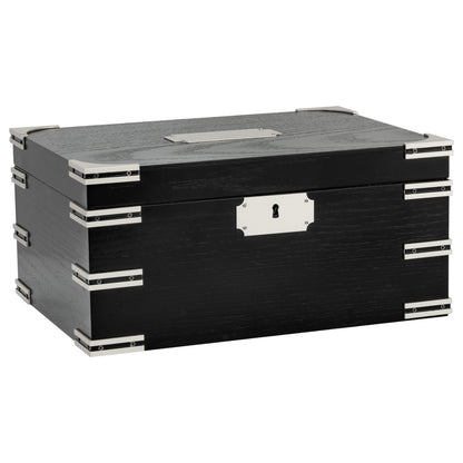 Ironside Black Humidor – Closed Exterior with Chrome Accents