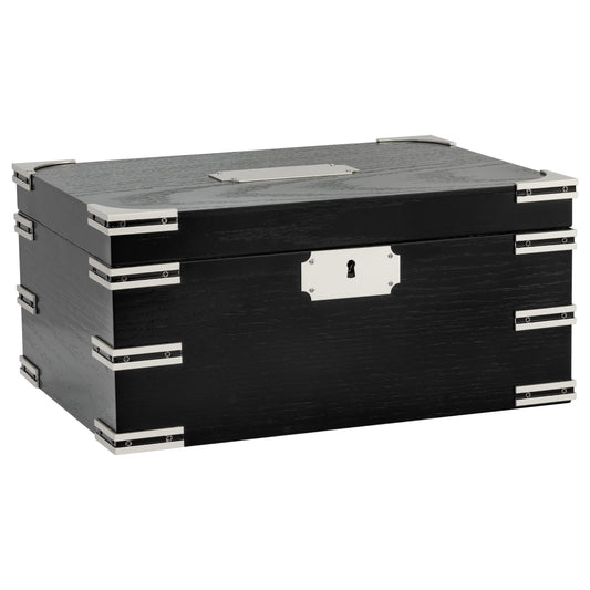 Ironside Black Humidor – Closed Exterior with Chrome Accents