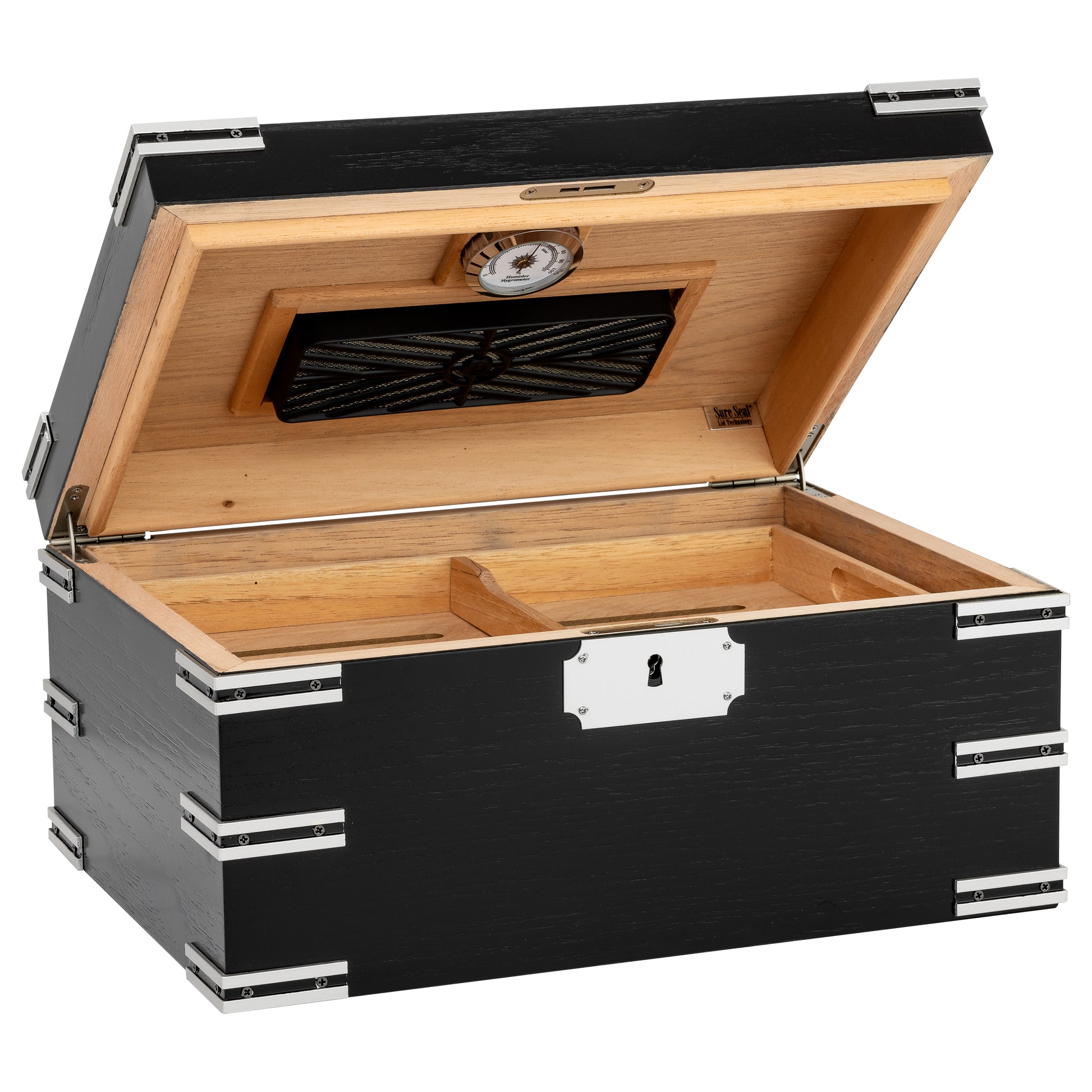 Lid Open – Modern Cigar Box with Felt-Lined Bottom