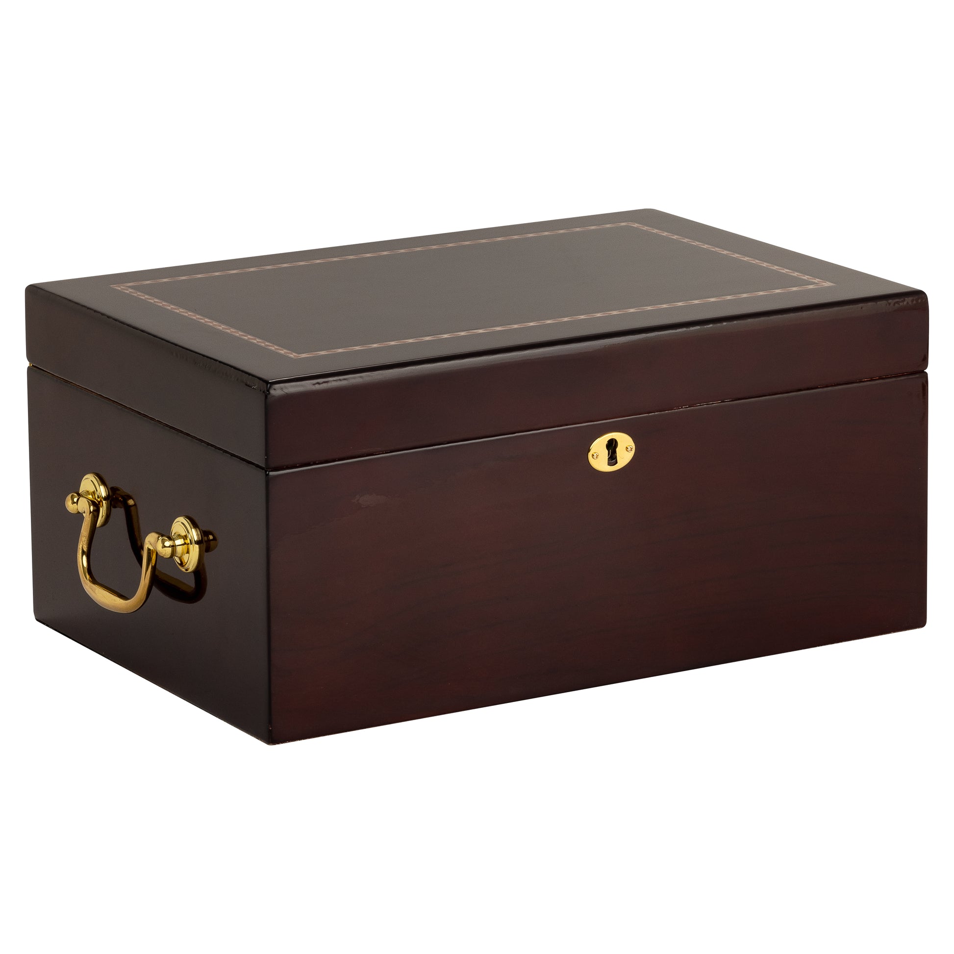 Alhambra Maple Gloss Humidor – Closed View with Brass Lock