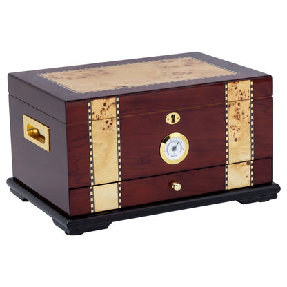 Solana Rosewood Humidor – Closed View with Inlay and Hygrometer