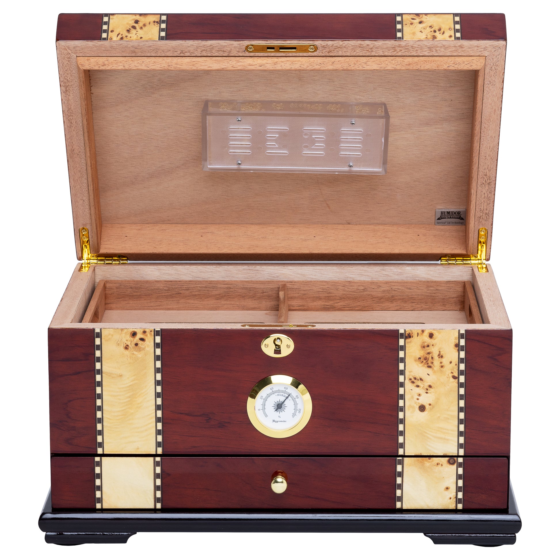 Top Panel Detail – Decorative Wood Inlay on Solana Humidor