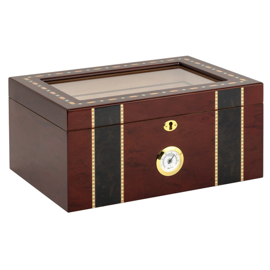 Pompeii Humidor – Closed Exterior with High Gloss Wood Inlay