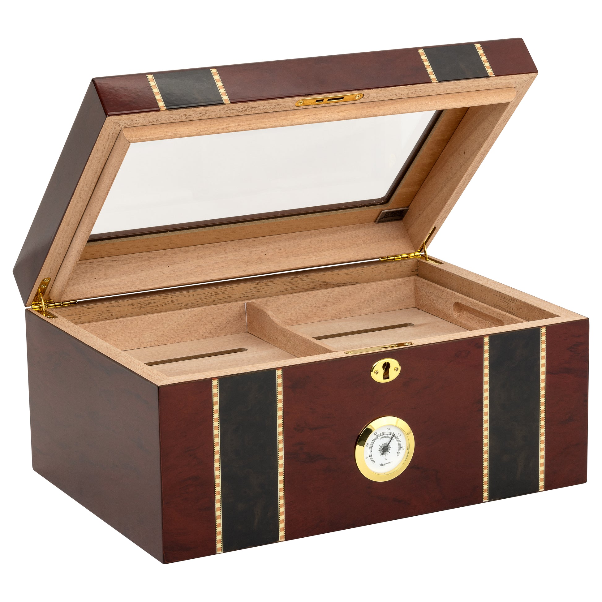 Angled View – Premium High Gloss Cigar Humidor Display