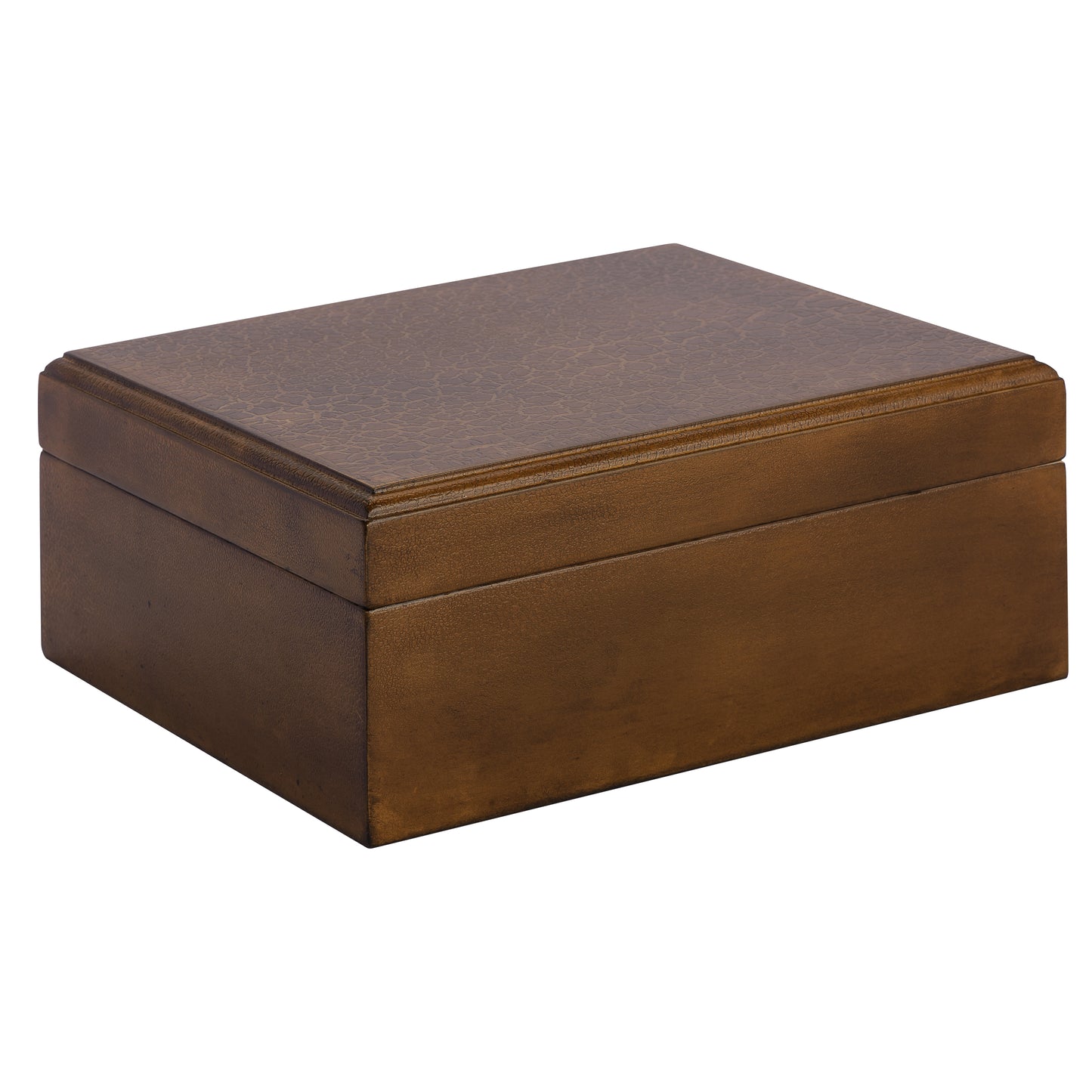 Rawhide Desktop Humidor – Closed Exterior with Crackle Finish