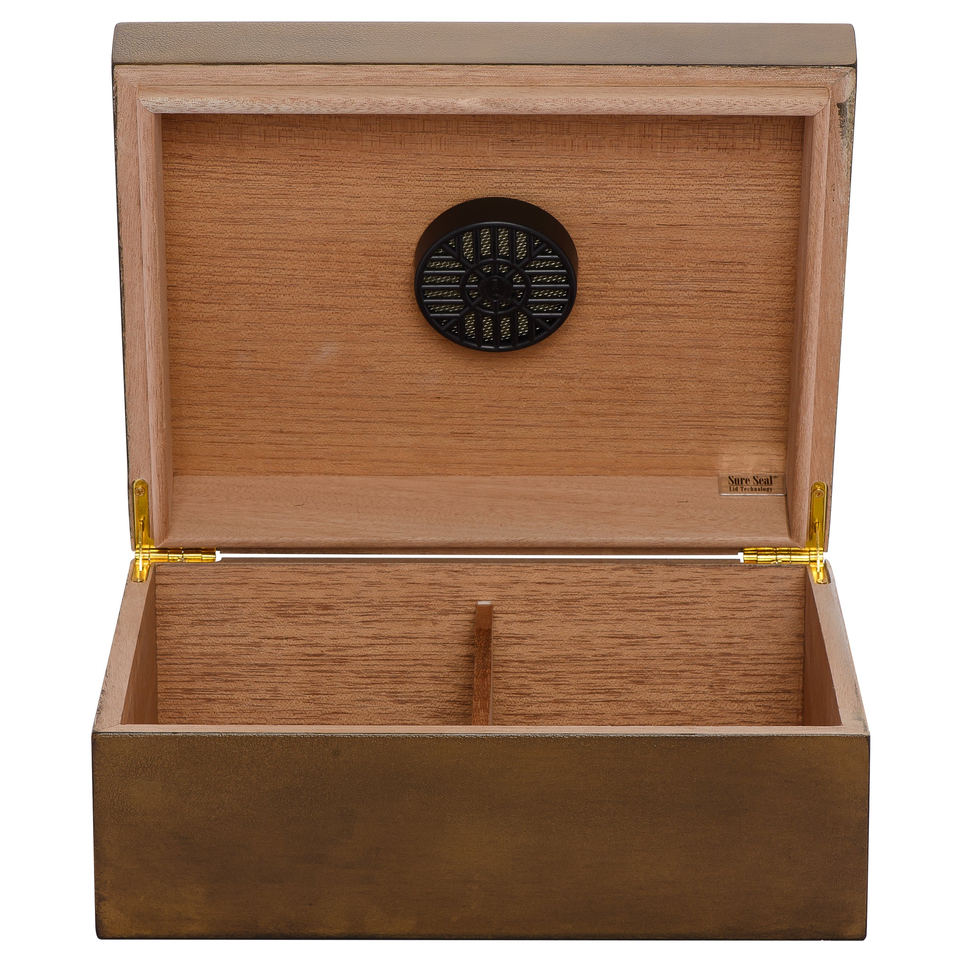 Front View – Rustic Humidor with Hygrometer Panel