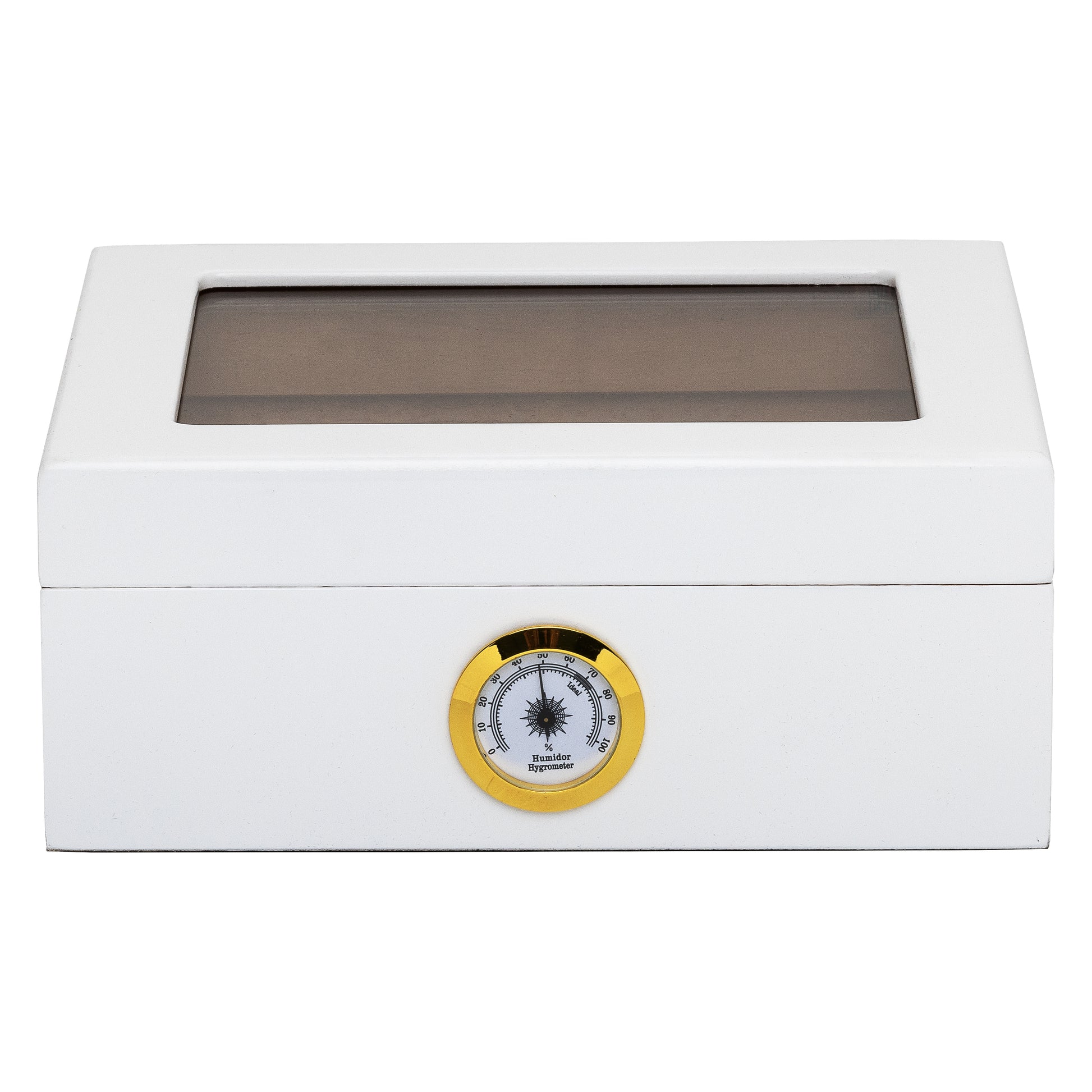 Top View – White Humidor with Glass Display Lid