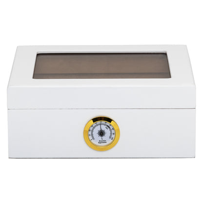 Top View – White Humidor with Glass Display Lid