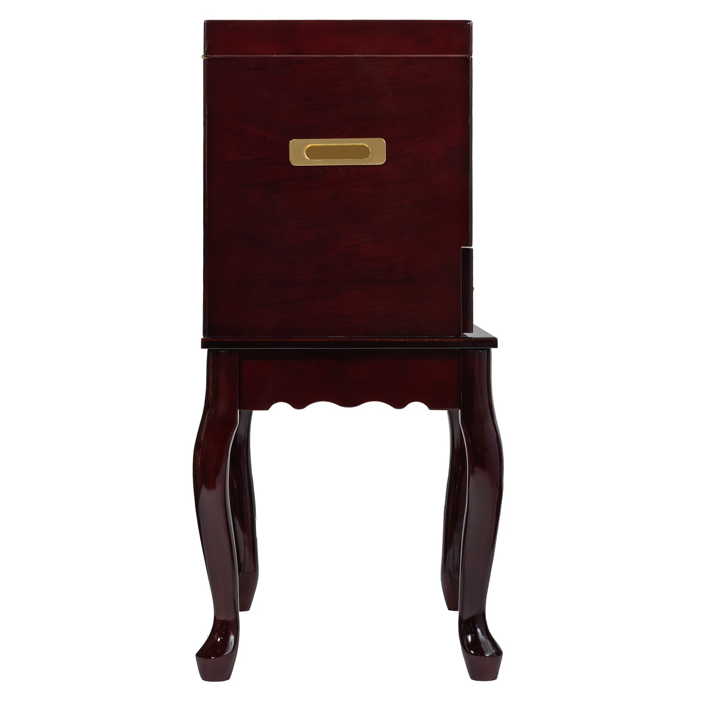 Side Panel View – Mahogany Cabinet with Queen Anne Legs