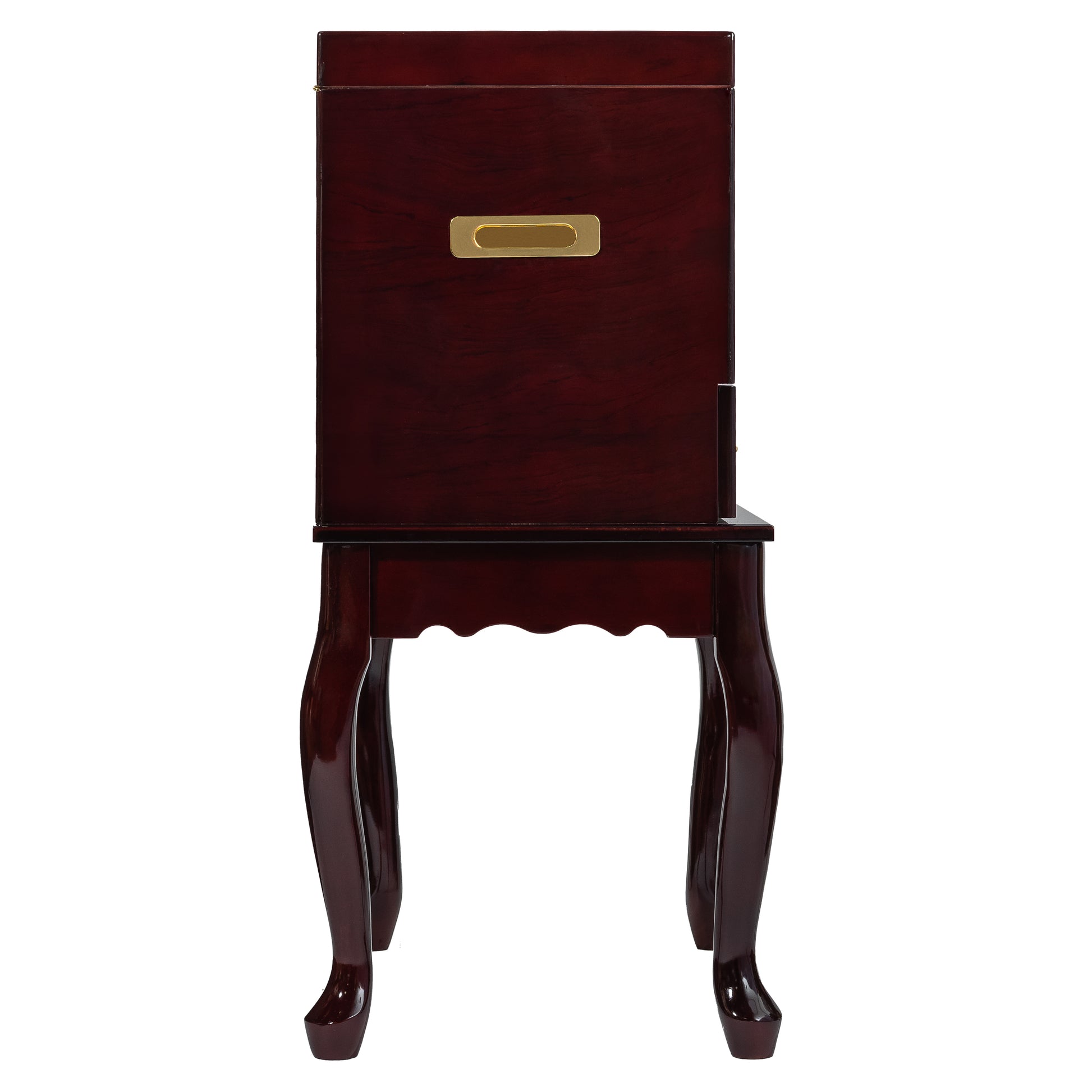 Side Panel View – Mahogany Cabinet with Queen Anne Legs