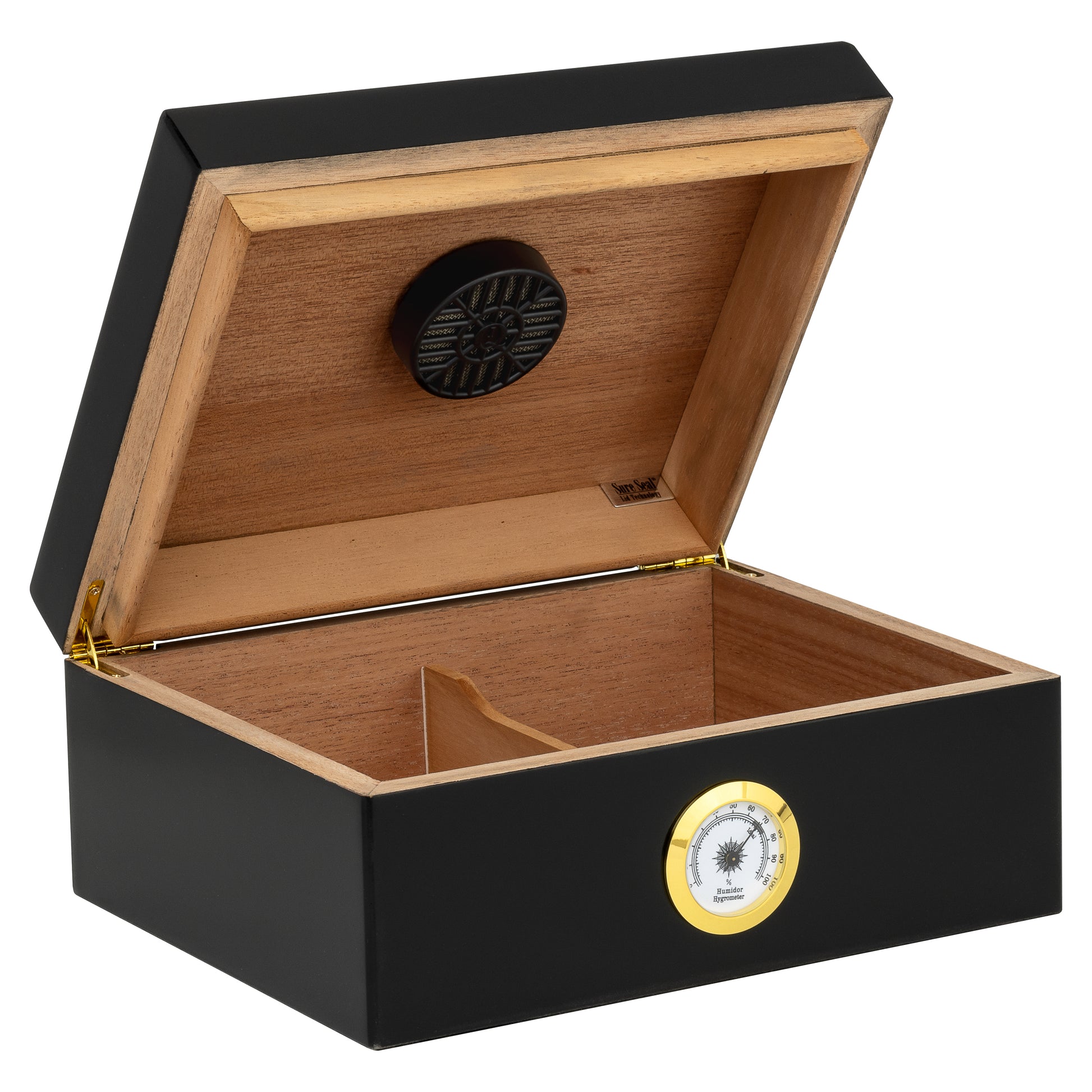 Angled Lid – Rembrandt Desktop Humidor Fully Open