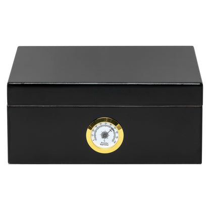 Side Angle – Black Rembrandt Humidor with Exterior Gauge