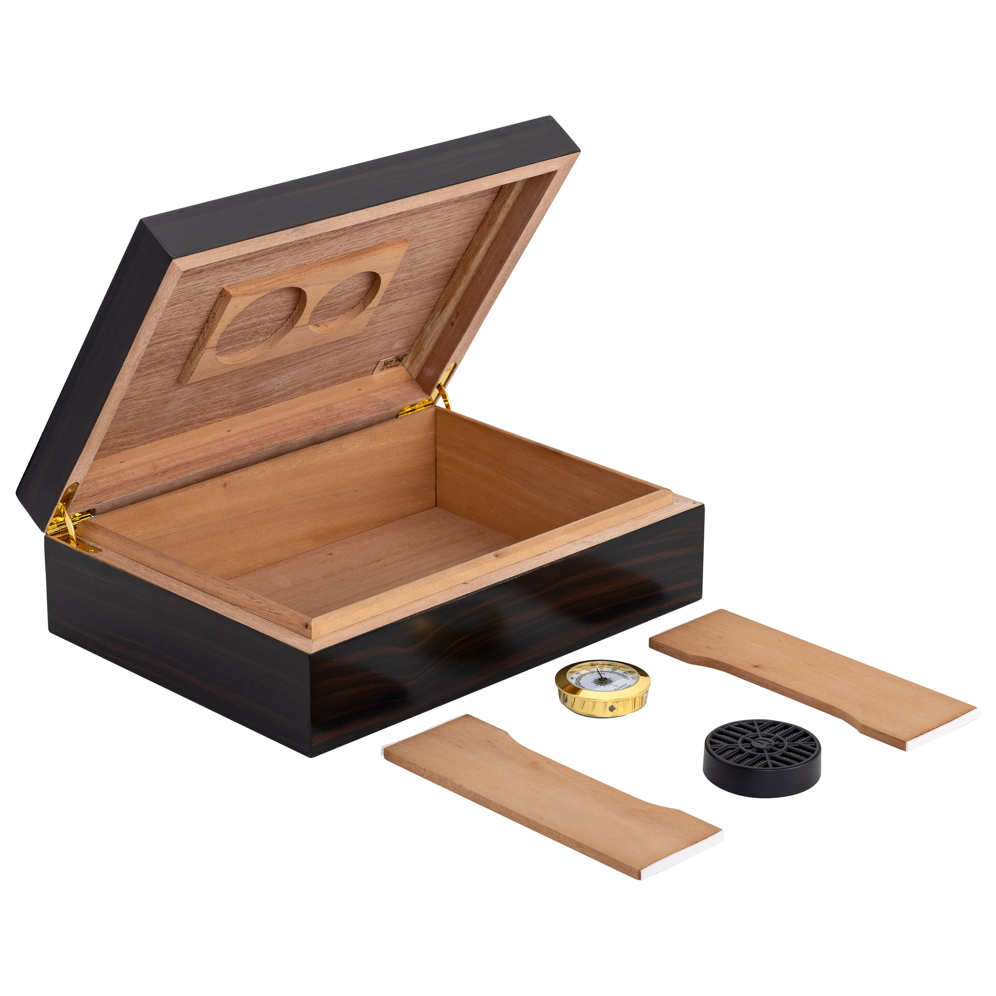 Open View – Zebra Humidor with Cigar Accessories